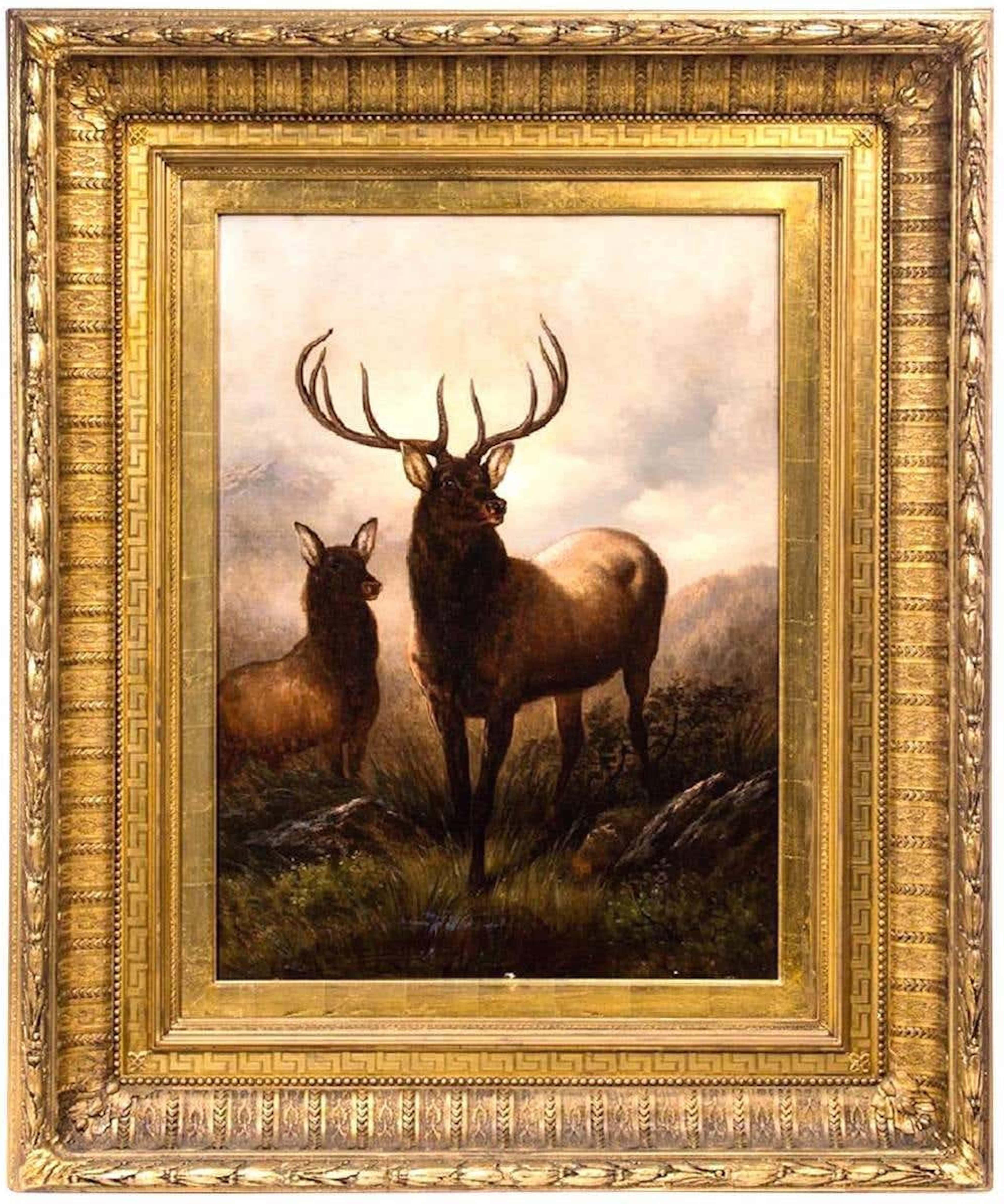 Henry Collins Bispham Animal Painting - Monarch of the Glen