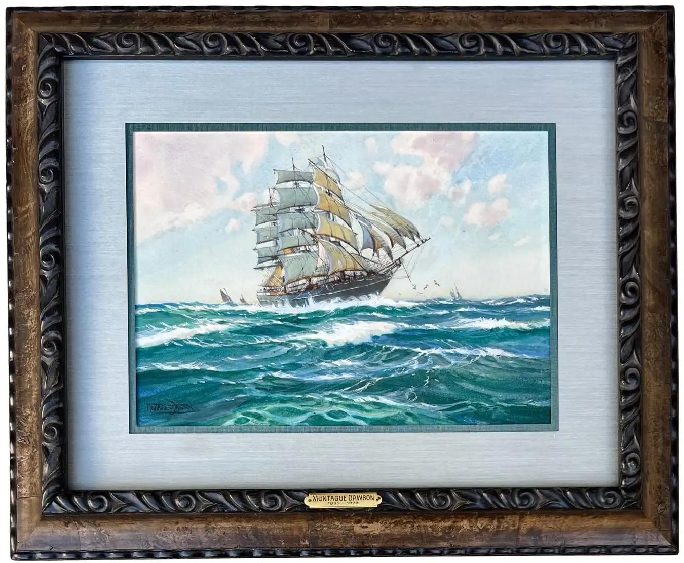 Montague Dawson Landscape Art - Clipper at Full Sail