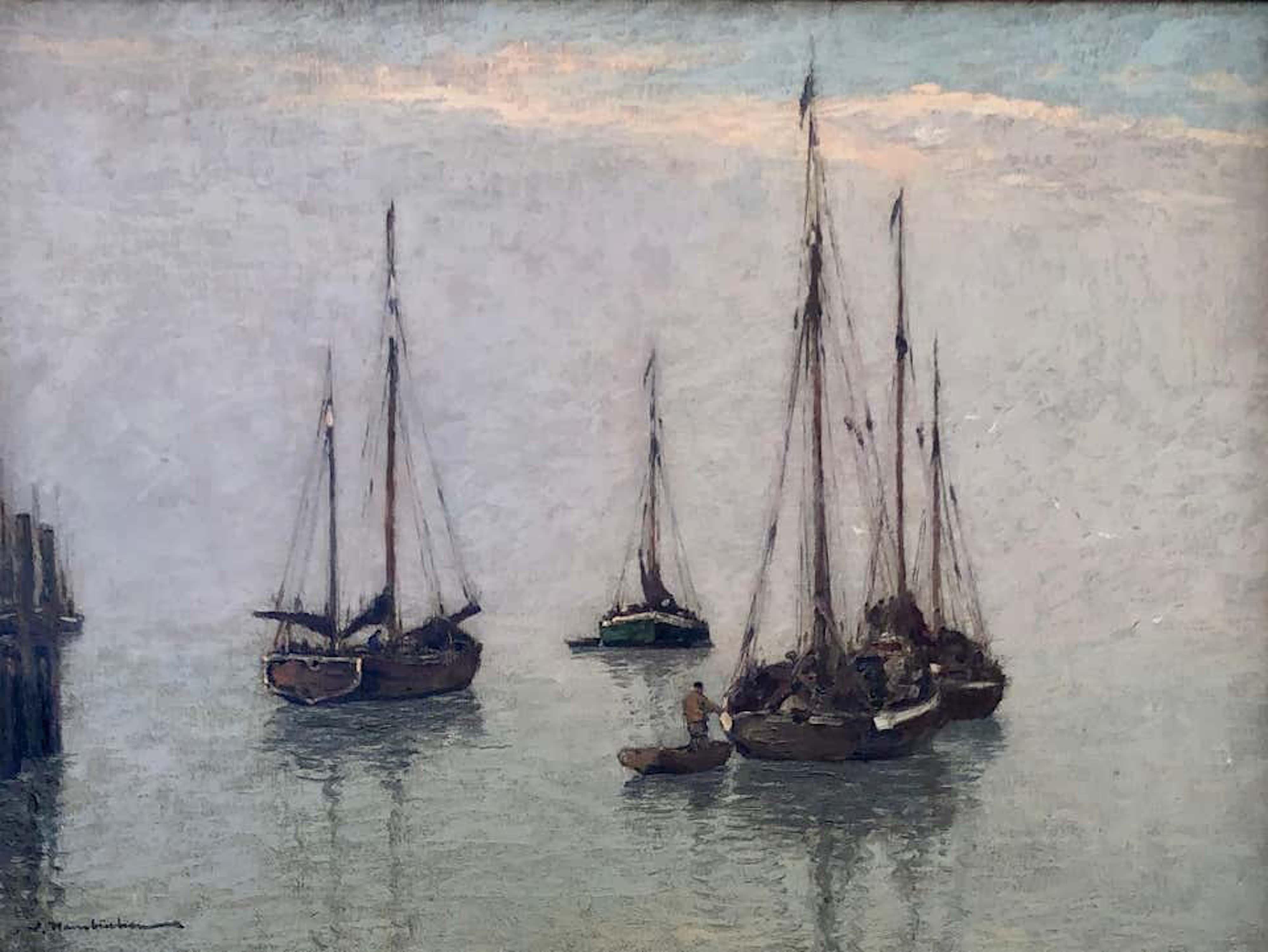 Fishing Boats Off The Coast - Painting by Wilhelm Hambuchen