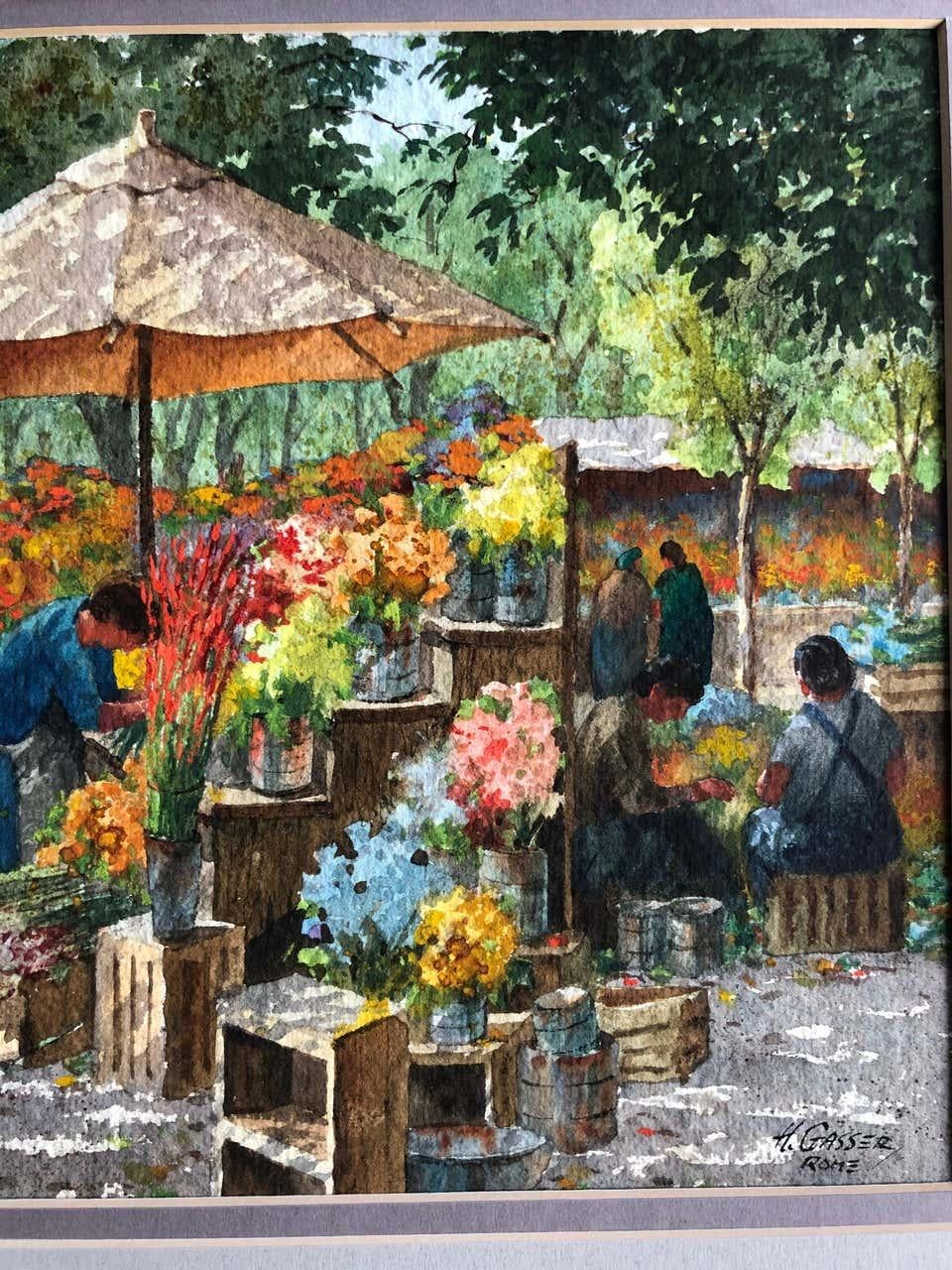 The Flower Workers, Rome - Impressionist Art by Henry Martin Gasser