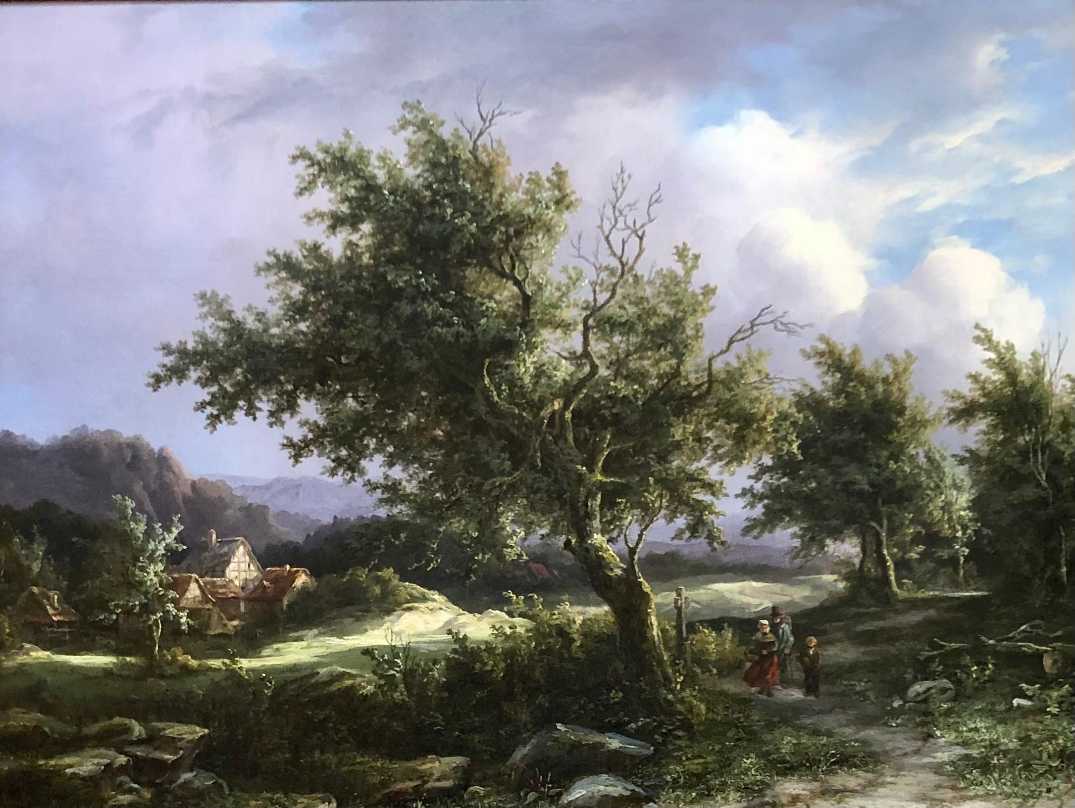 Travelers on a Country Path (voyeurs à la campagne) - Victorien Painting par James Stark