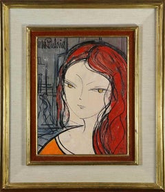 Post Impressionist style Portrait of a young French girl with red hair