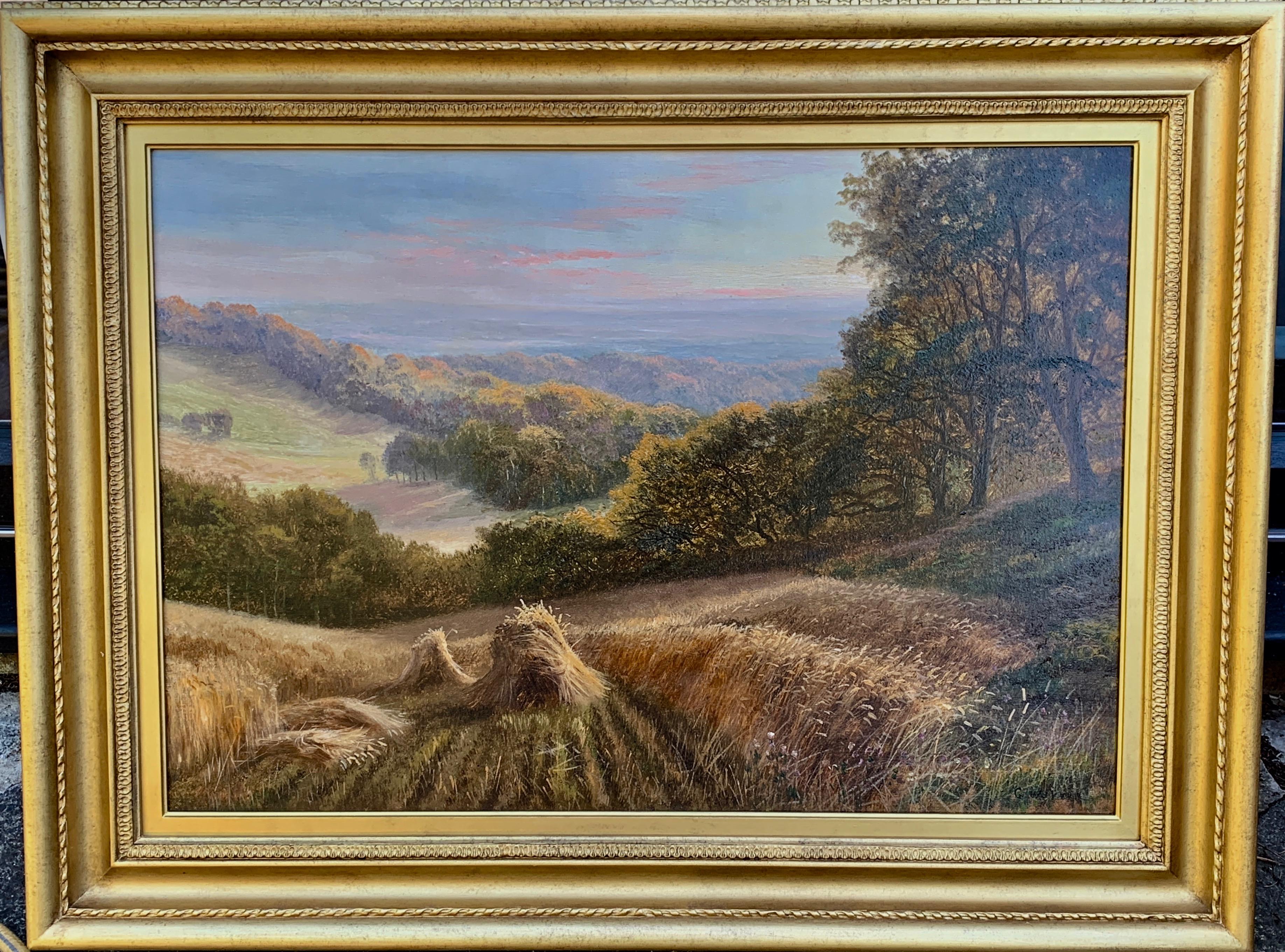 George Warren Landscape Painting - English Victorian 19th century Summer Harvest landscape 