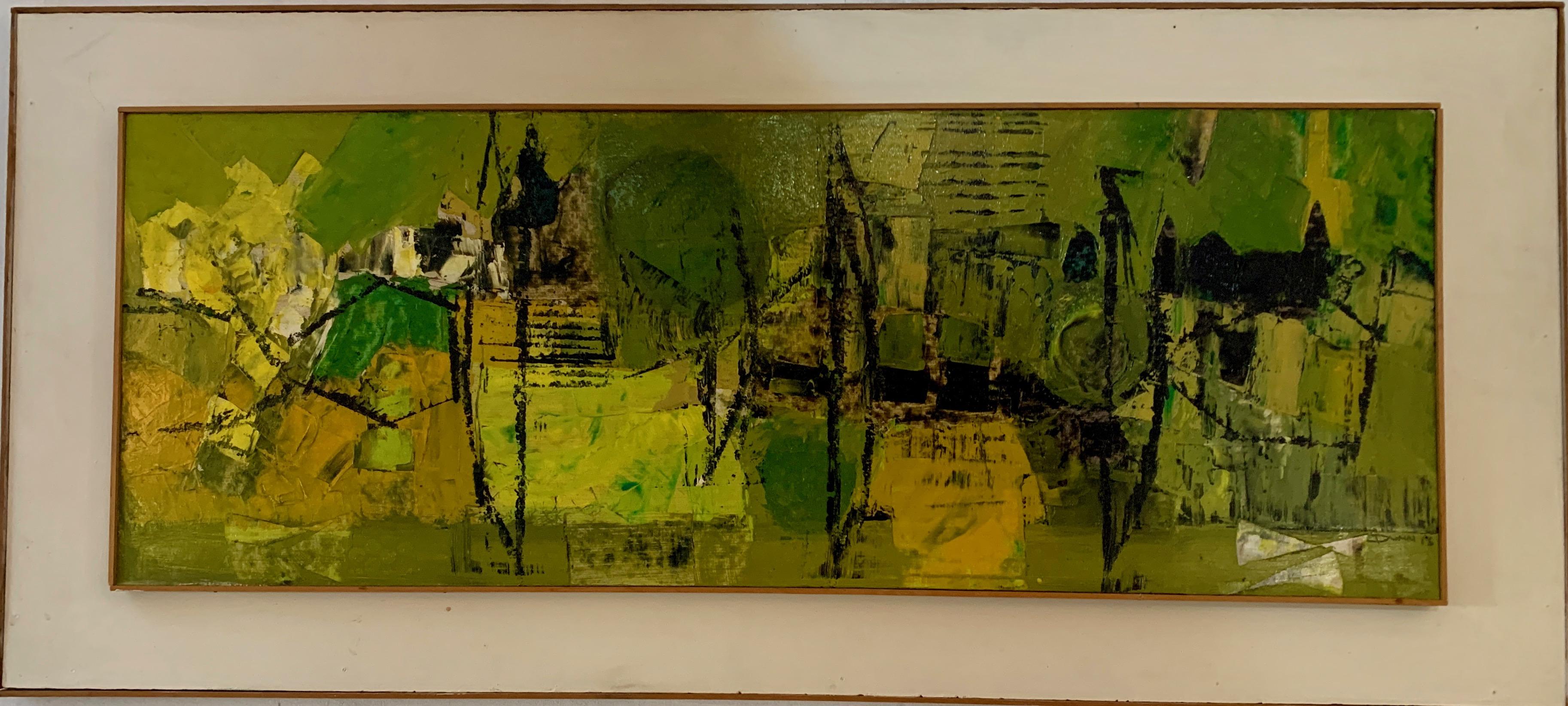 Robert Dunn Abstract Painting - 1960's English Abstract view of a city