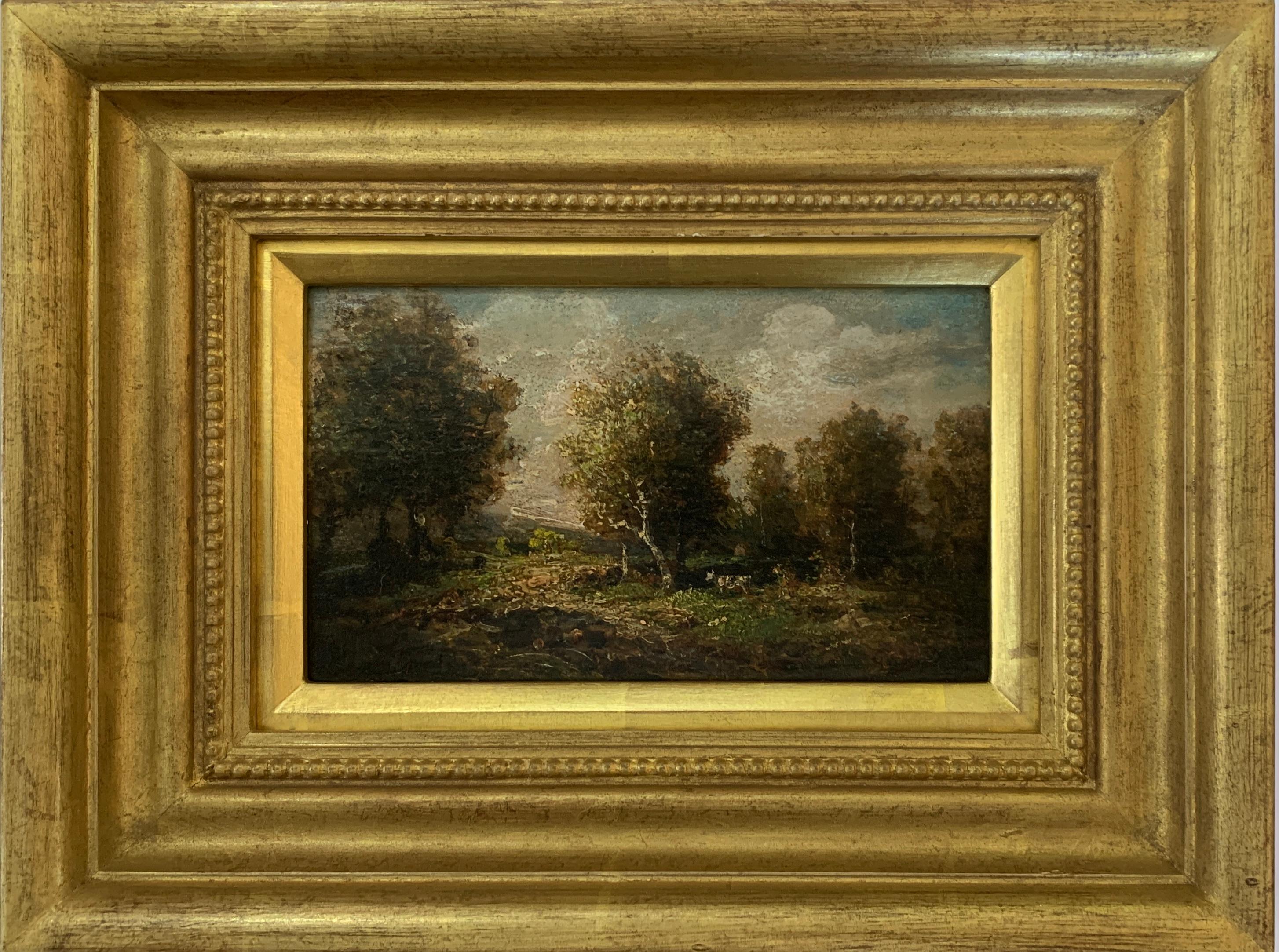 Attributed to Narcisse Virgilio Diaz de la Pena Figurative Painting - 19th century French forest landscape near Barbizon and Fontainebleau