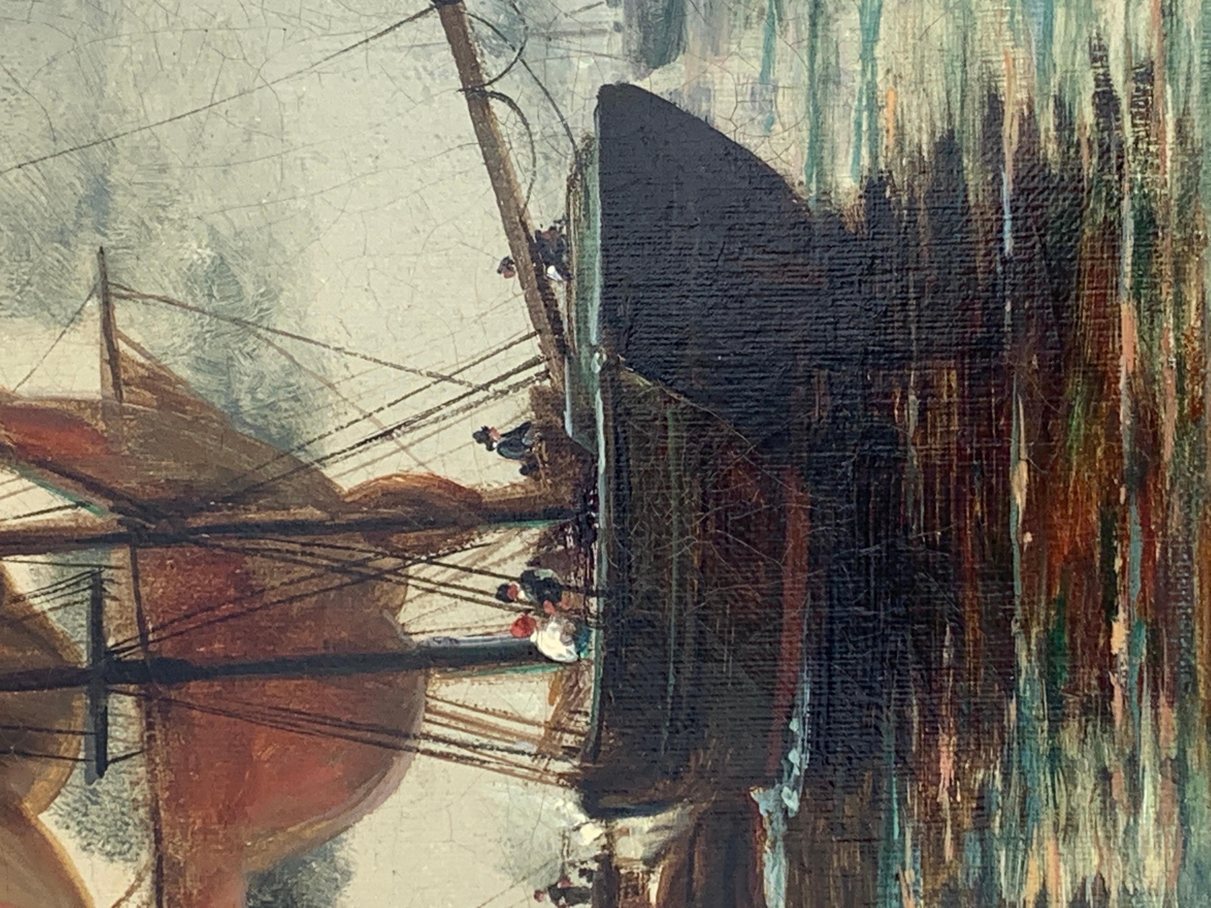 Well painted scene of shipping on the Thames looking at London Bridge, London, UK
Wilder was a painter during the 1880-1930 period in London. He often painted scenes of life along the banks of the Thames which at this period of time was one of the