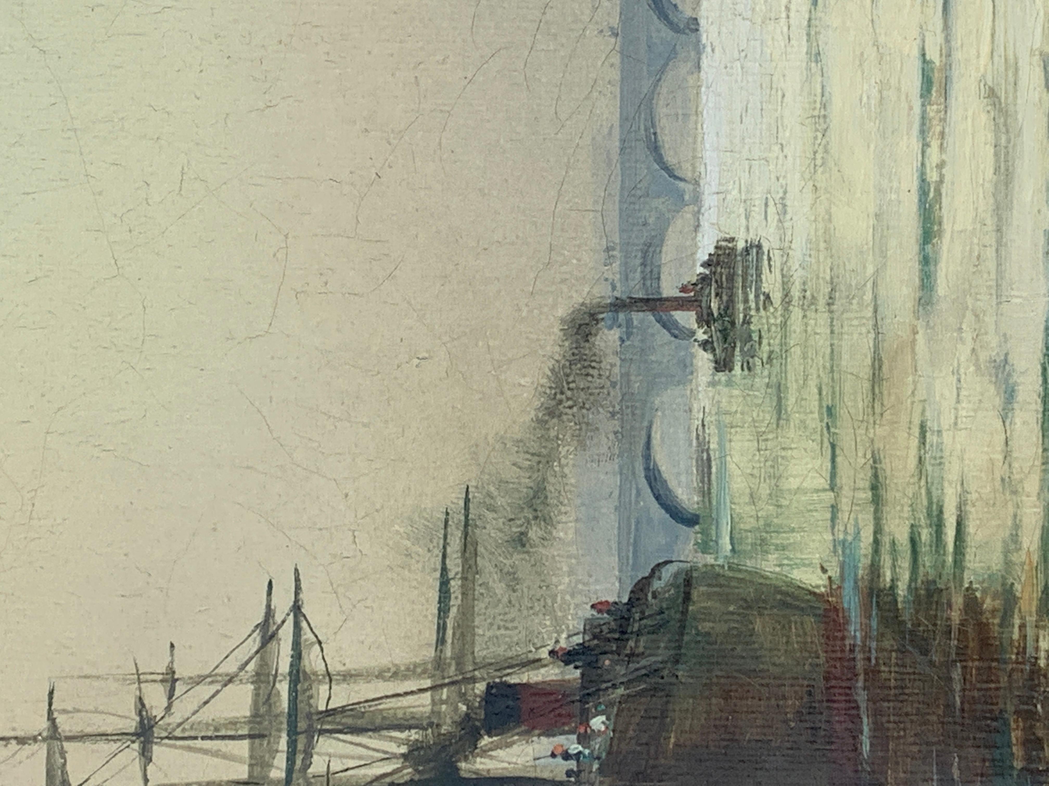Victorian English Steam and sail ships on the Thames, London 1