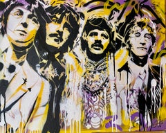 Pop Art Portrait of the Beatles music group in Graffiti, street art style