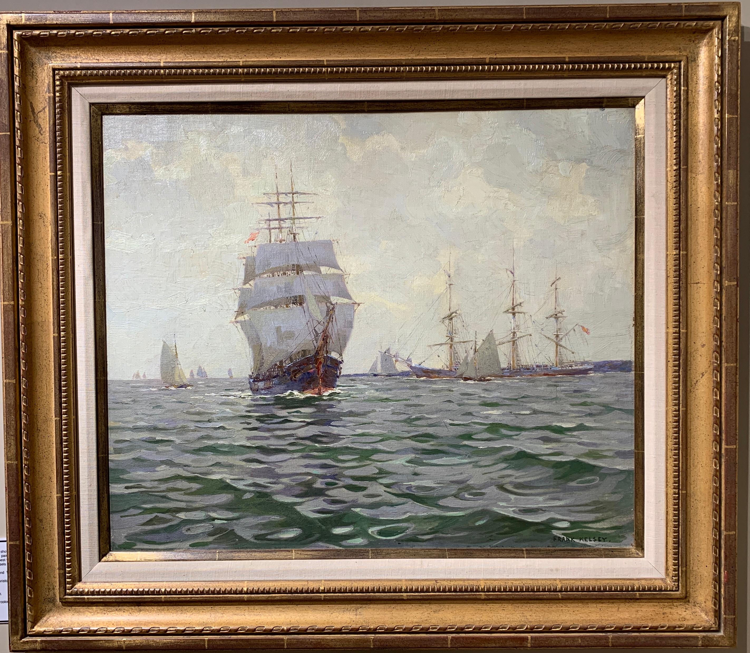 Walter Frank Kelsey Landscape Painting - English 20th century Impressionist marine scene with yachts, sailing boats, 