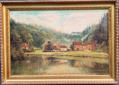 English 19th century Victorian landscape, Village scene, Leith Hill, Surrey UK