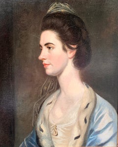 !8th century Irish or English portrait of a woman with Ermin, blue dressing lace