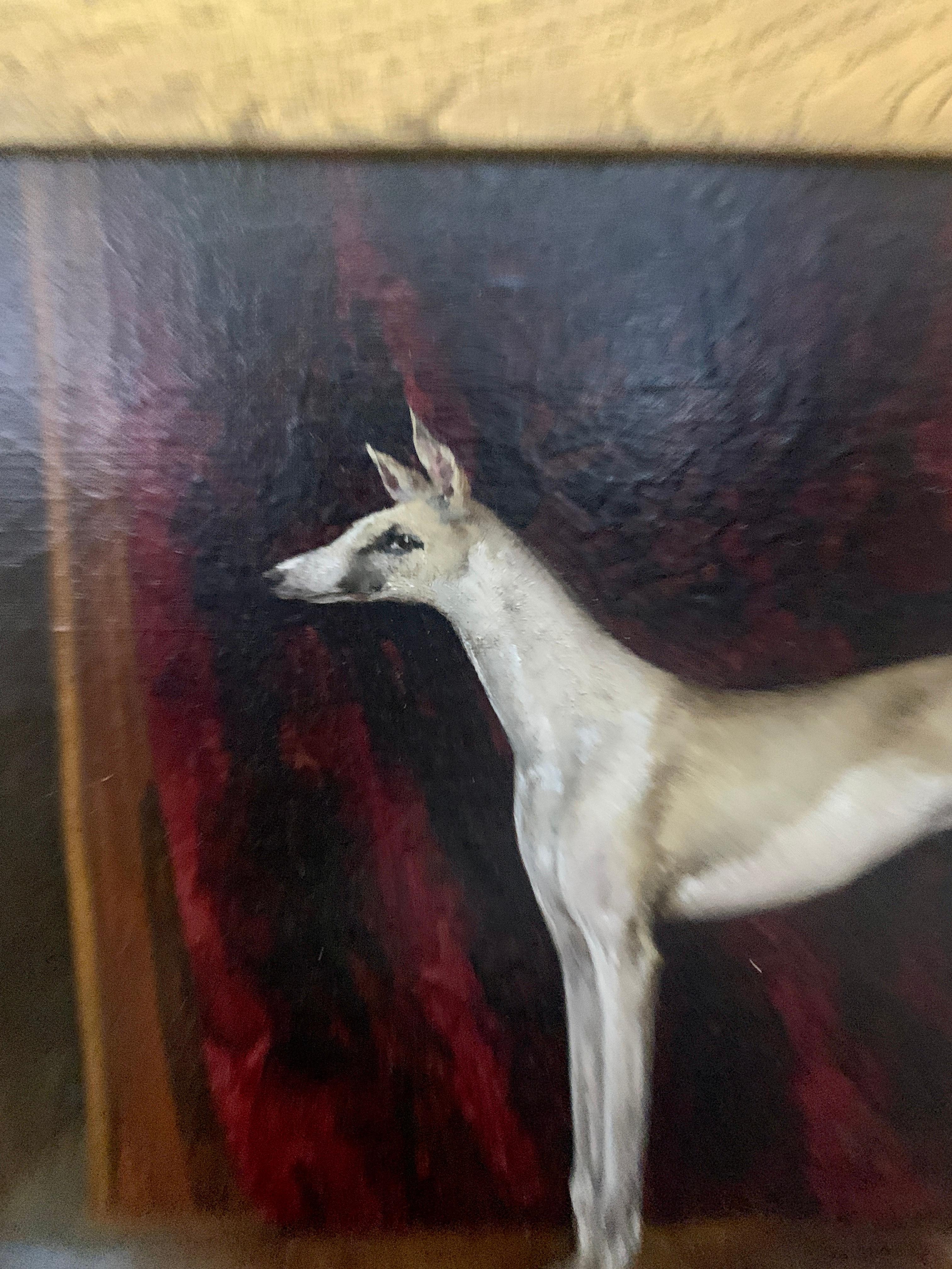 19th century French Portrait of a Saluki or Borzoi or Gray Hound, Le Grand Duc - Painting by Unknown