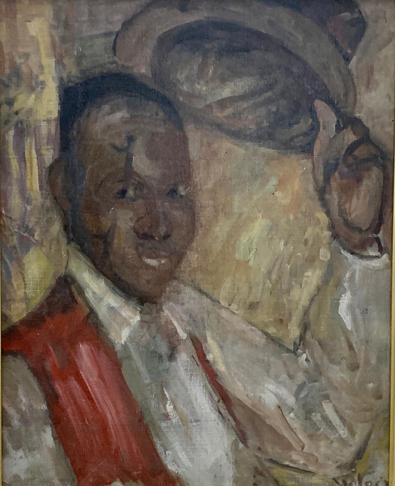 English mid- 20th century portrait of a Jazz Musician, circa 1930-40 - Painting by Harold Wilfred Yates