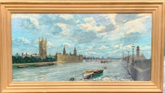 Vintage Late 20th century view of the the River Thames, at Westminster, with Big Ben