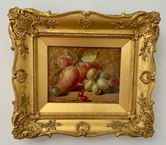 Victorian late 19th century English still life of Plums, grapes and berries