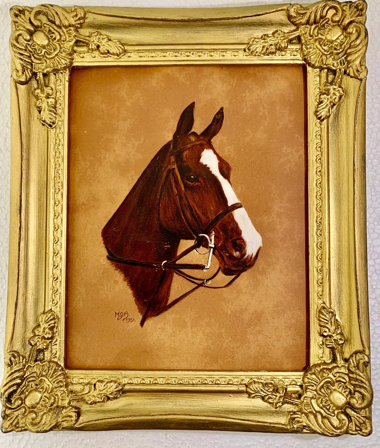 Unknown Animal Painting - English early 20th century Oil Portrait of a Chestnut Horse