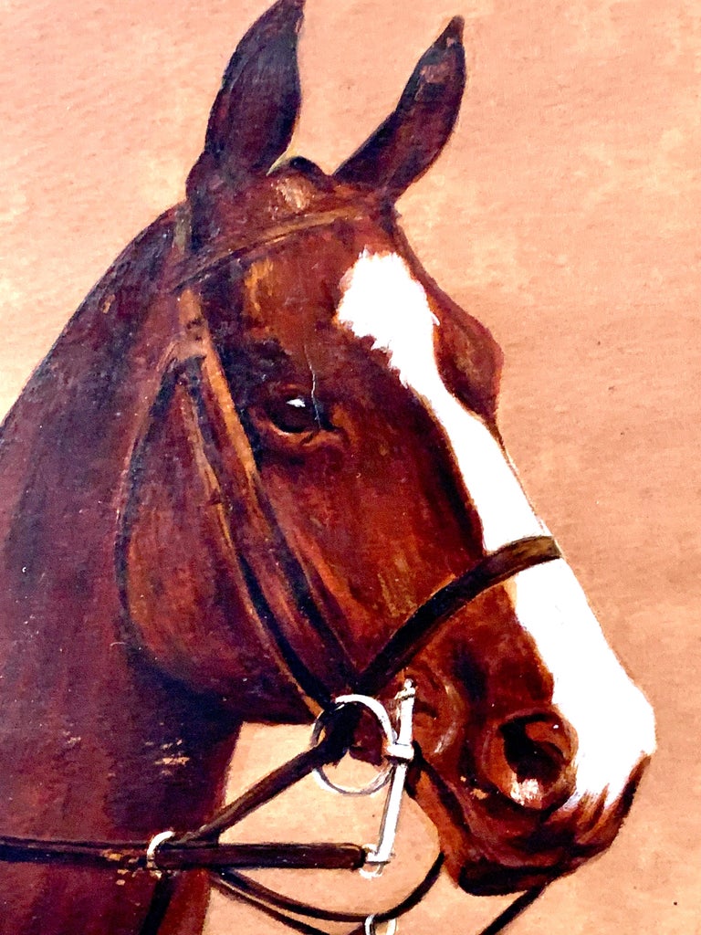 English early 20th century Oil Portrait of a Chestnut Horse - Realist Painting by Unknown
