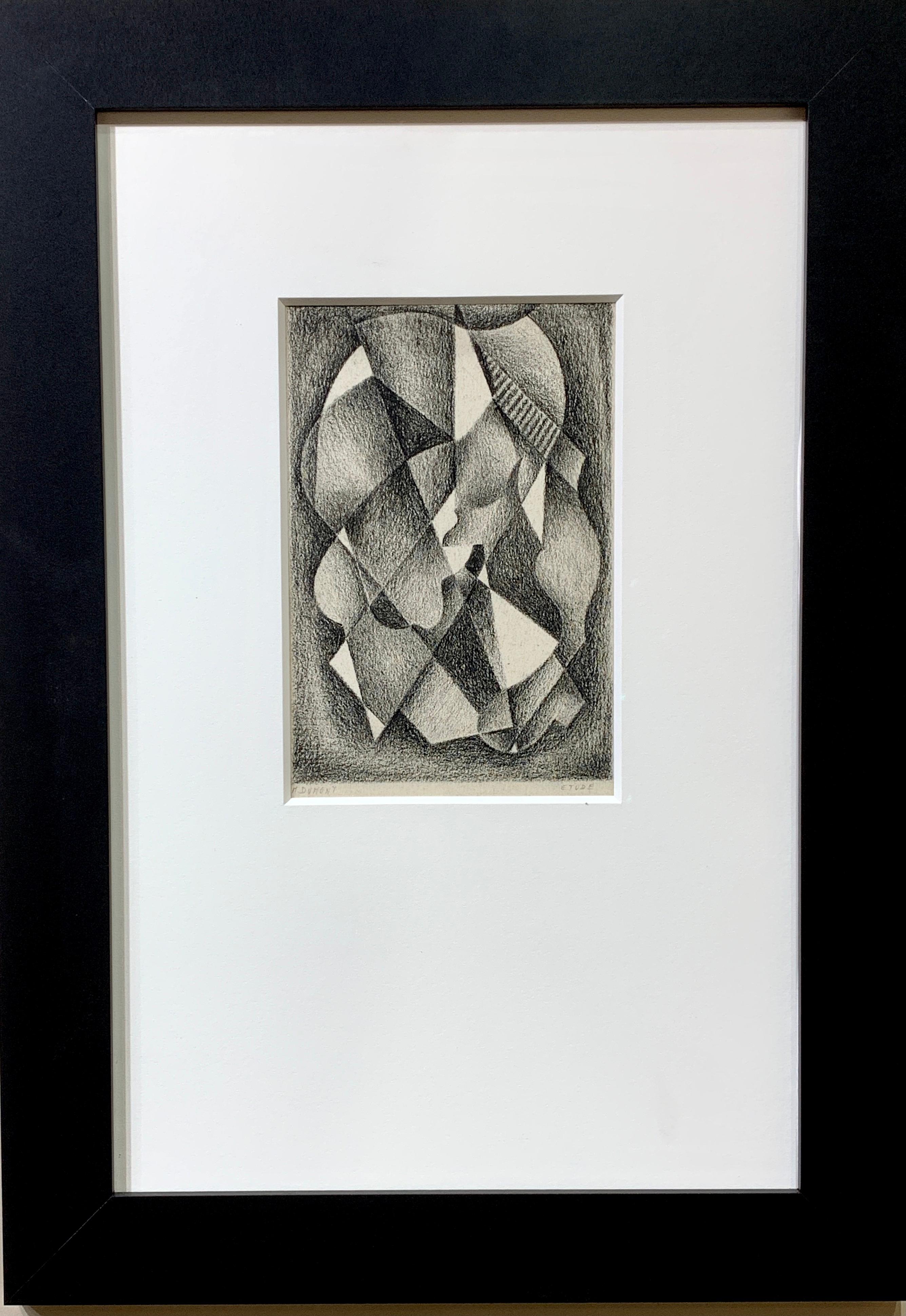 Marcel Dumont Abstract Drawing - 20th century Belgium, Black and White Abstract pencil drawing, Etude