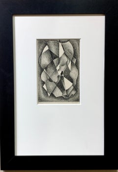 20th century Belgium, Black and White Abstract pencil drawing, Etude