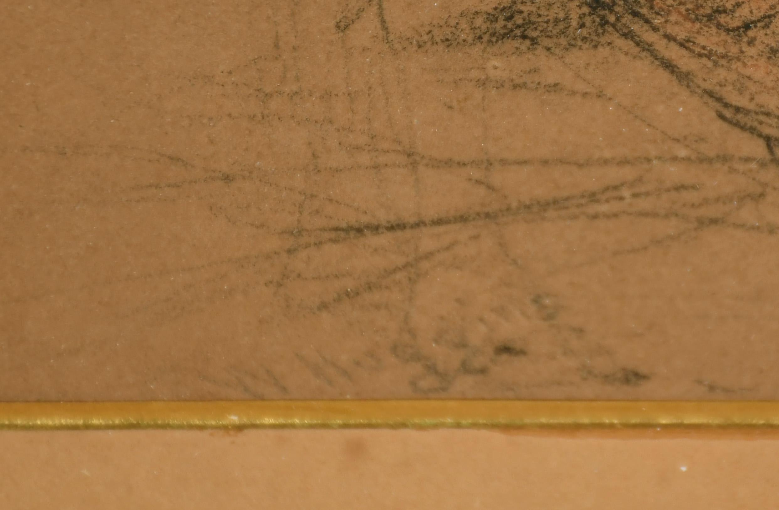 Paar englische Kreidezeichnungen auf Papier von Cockerel aus dem 19. Jahrhundert  (Braun), Animal Art, von William Huggins