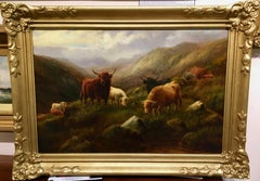 Victorian style Highland Scottish cattle and sheep in the wilds of Scotland