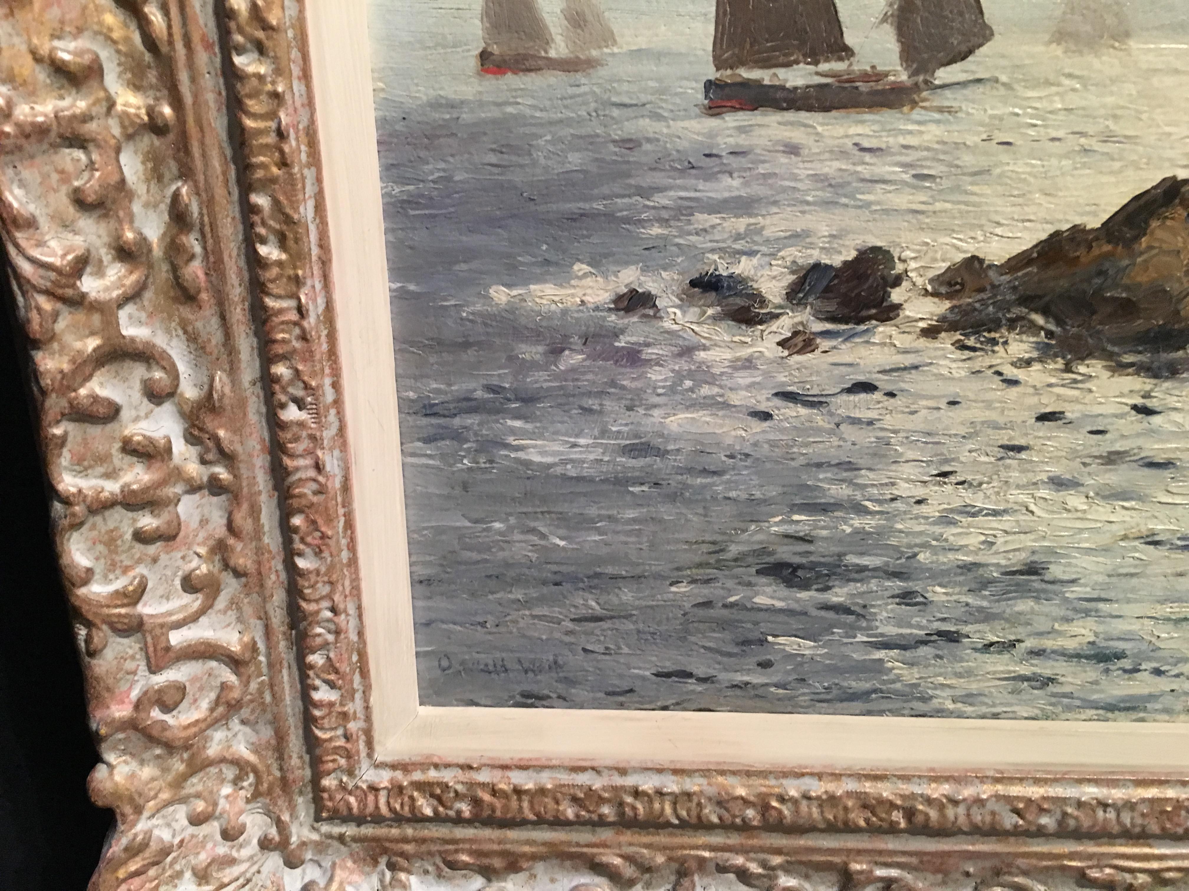 English Impressionist Cornish coastal scene - Painting by Oswald West