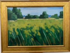 20th century English Impressionist landscape with abstract cornfield