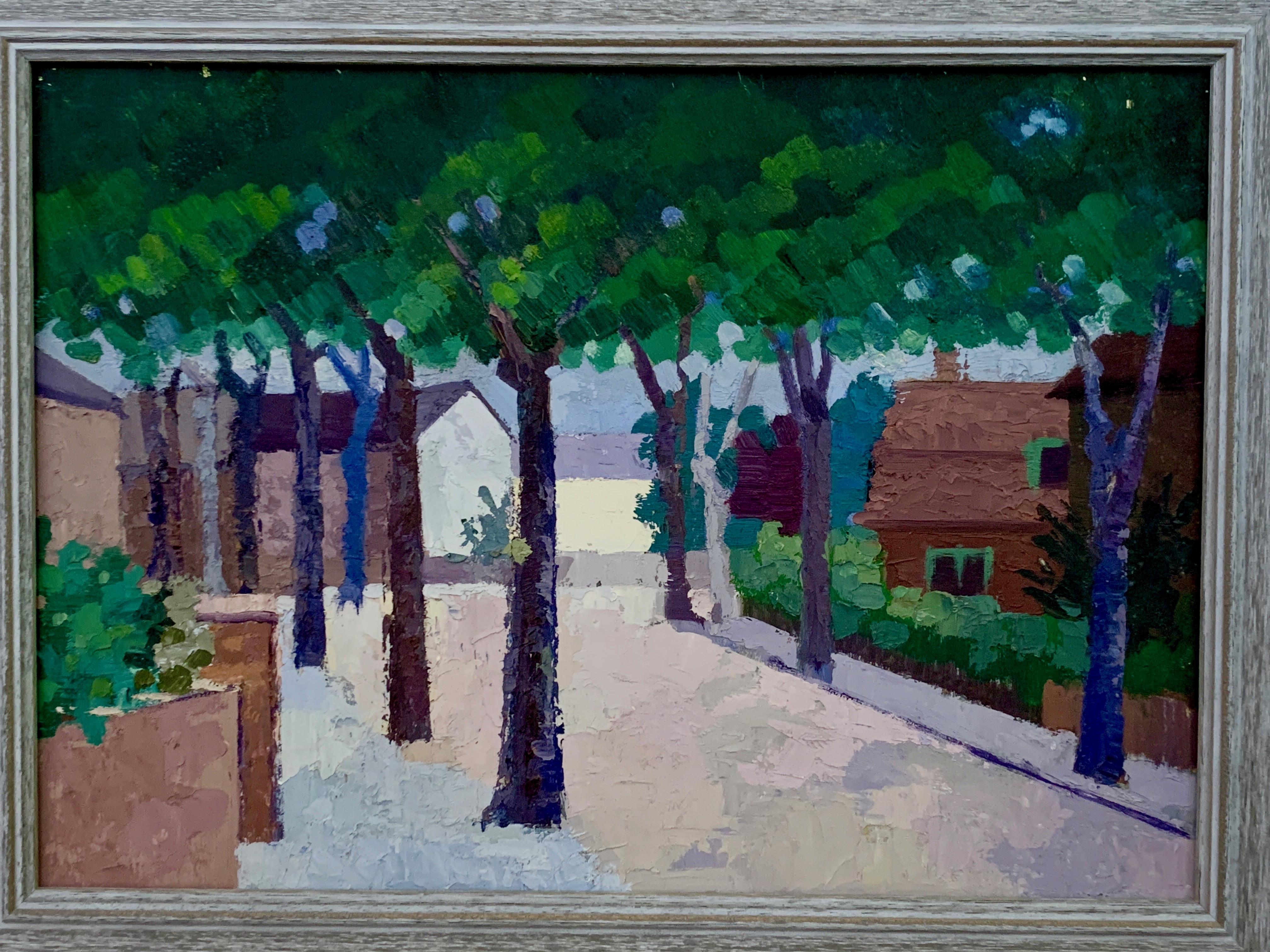 20th century English Impressionist town scene, possibly France - Painting by Jack Griffin