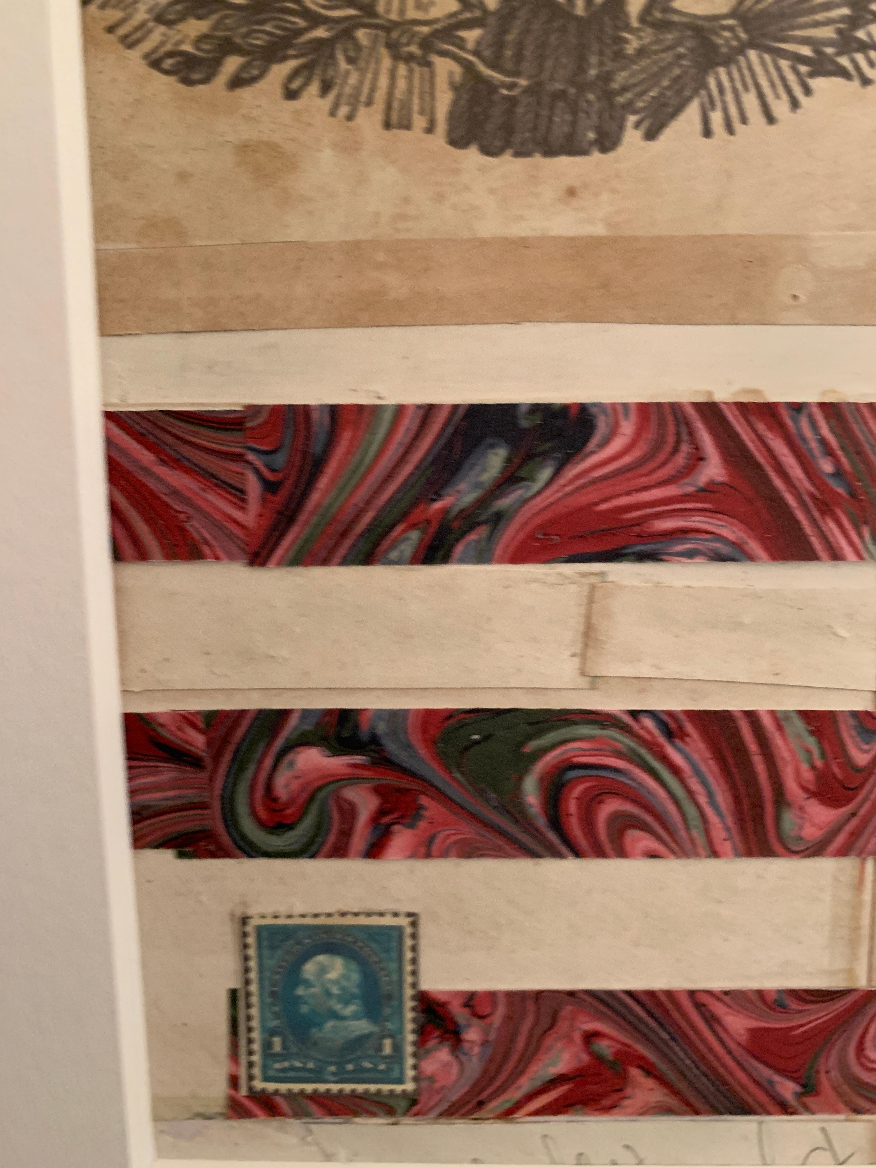 Collage de drapeaux américains avec une gravure d'aigle du 19e siècle en vente 1