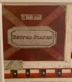 Collage di bandiere americane con stampe colorate della bandiera del Texas e inchiostro originale