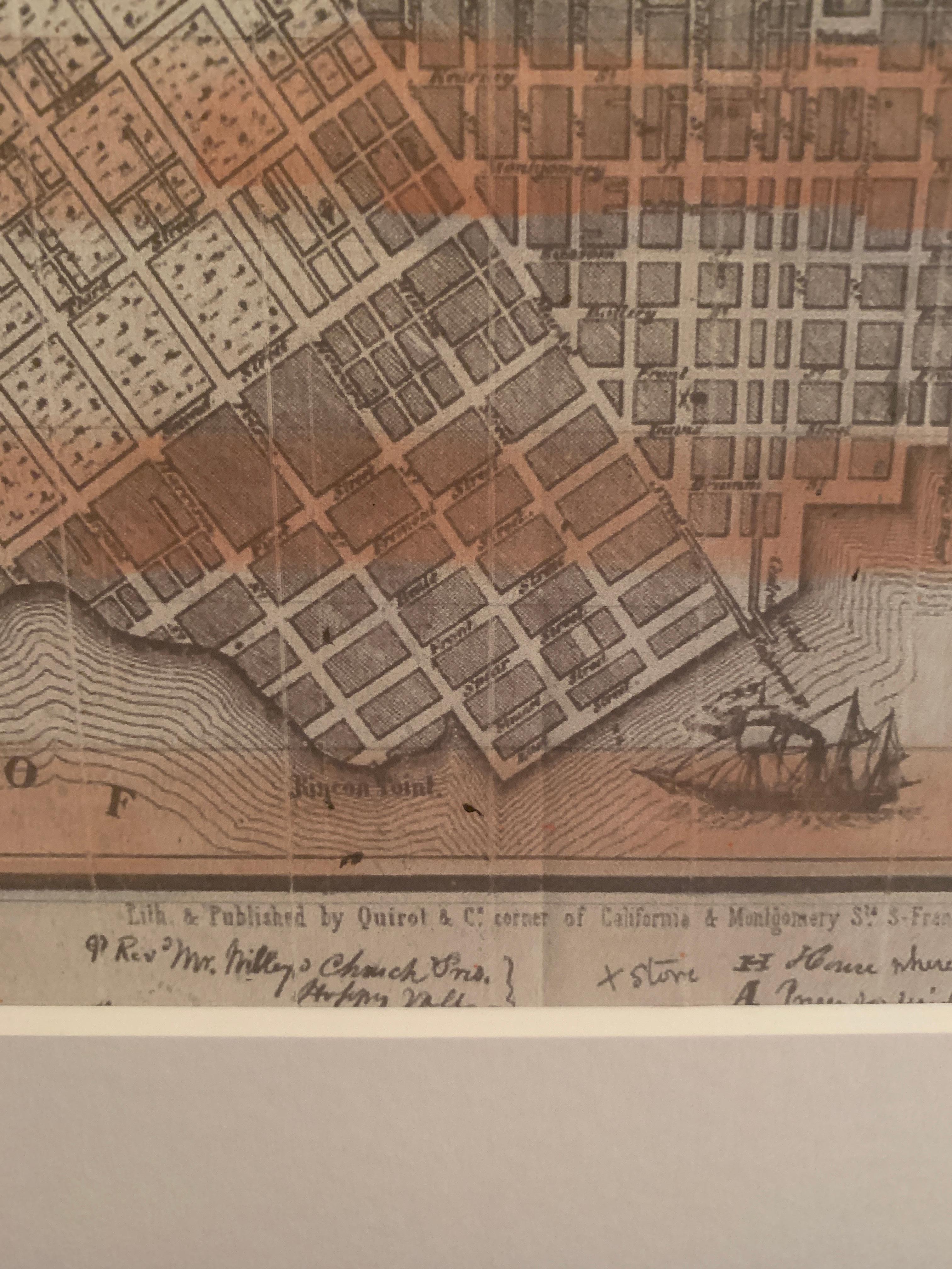 Amerikanische Flaggencollage mit handkolorierter Szene aus San Francisco, Kalifornien, 19. Jahrhundert (Amerikanische Moderne), Art, von Claude Howard Stuart