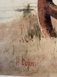 British Victorian sailor boy seated by the sea on an anchor