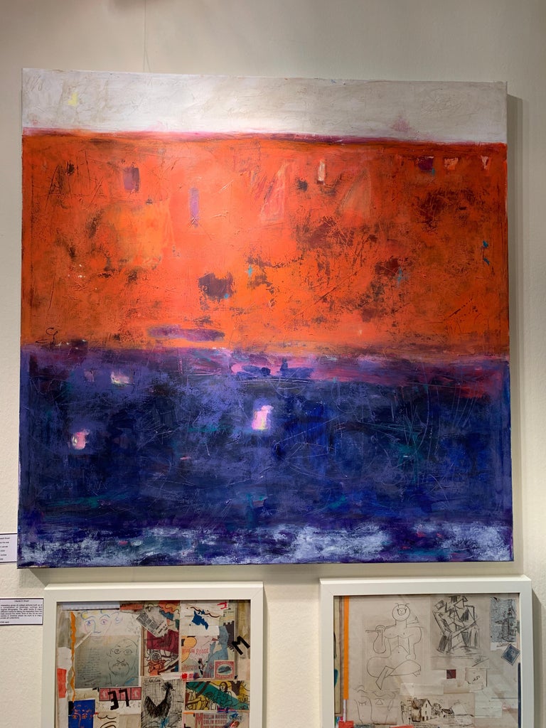 English Abstract Sunset over the Sea - Painting by Claude Howard Stuart