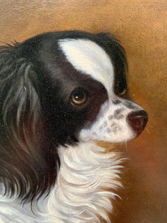 19th century English folk art Spaniel dog portrait