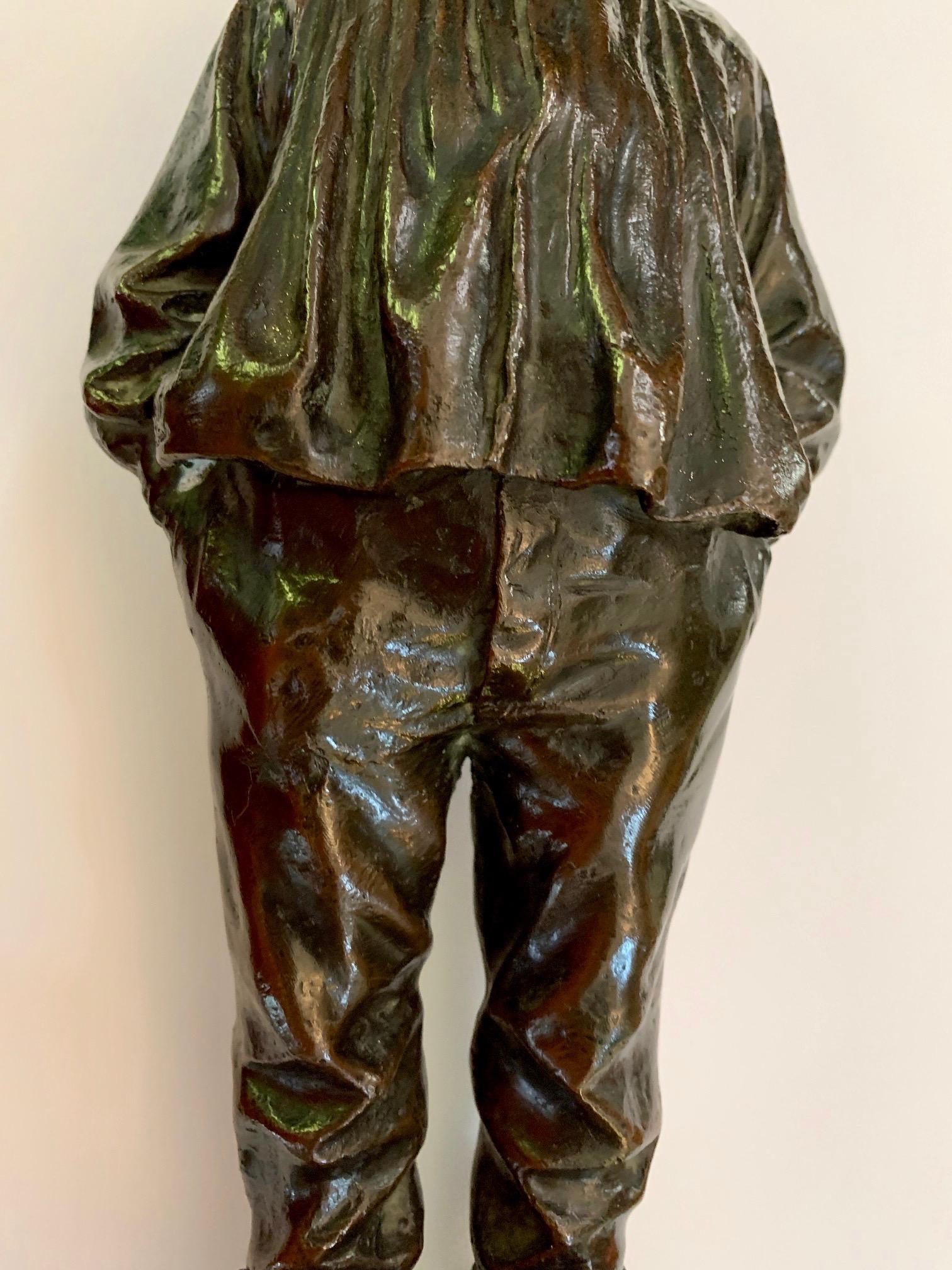 Bronze Spanish naturalistic 19th century sculpture of a young boy - Naturalistic Sculpture by Julio Marti