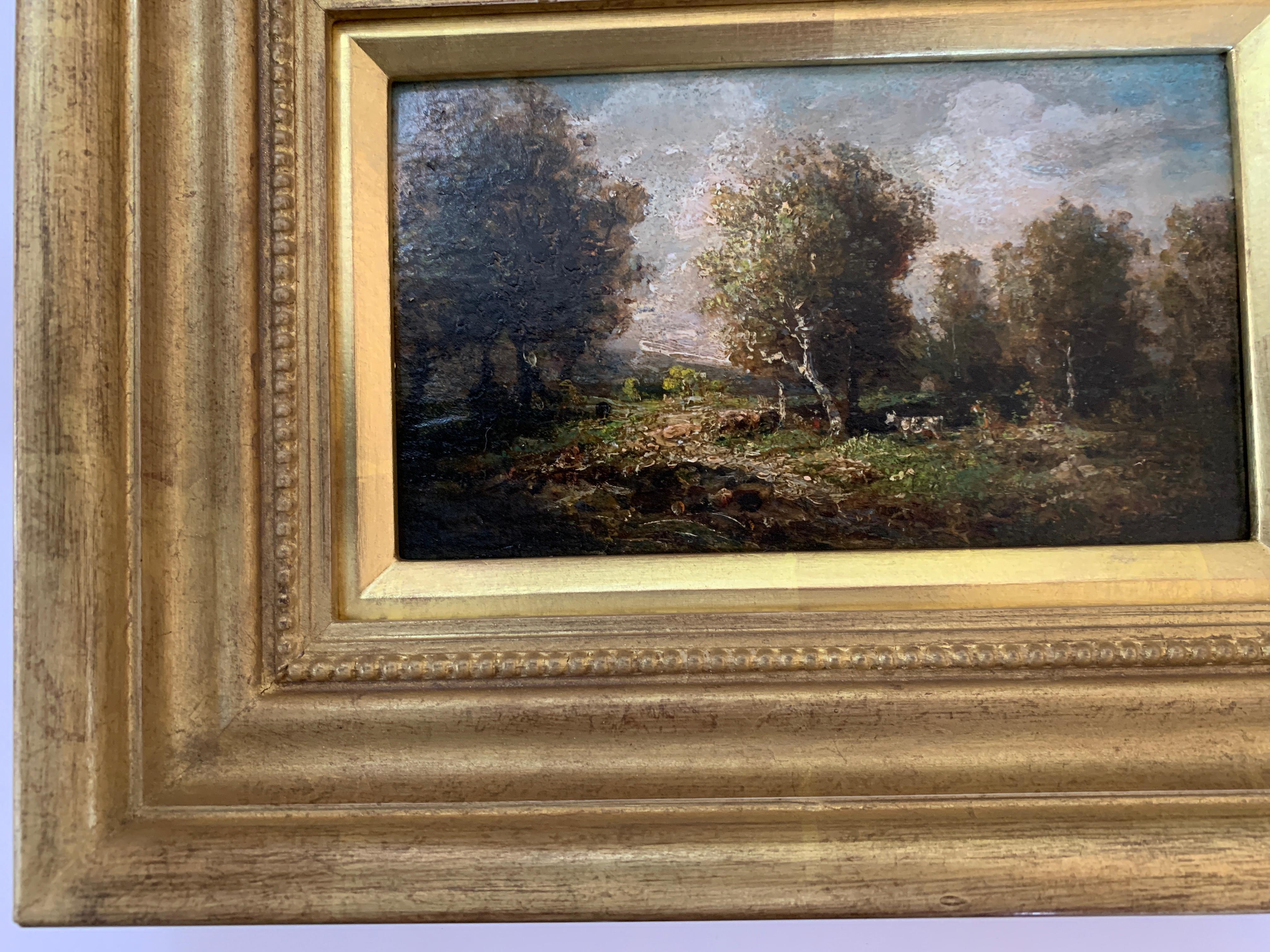 19th century French forest landscape near Barbizon and Fontainebleau - Brown Figurative Painting by Attributed to Narcisse Virgilio Diaz de la Pena