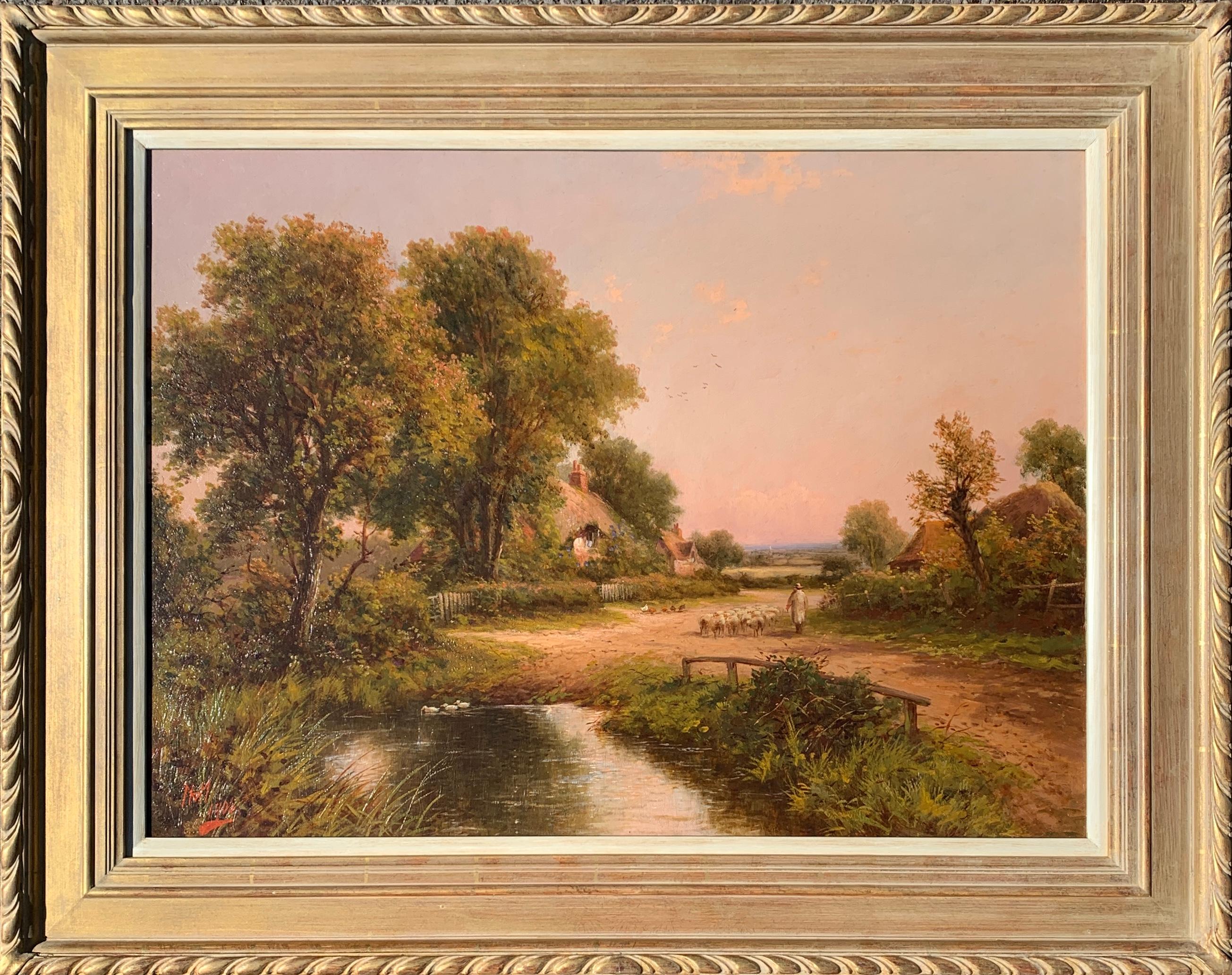 Henry Maidment Landscape Painting - 19th Century Victorian English cottage landscape