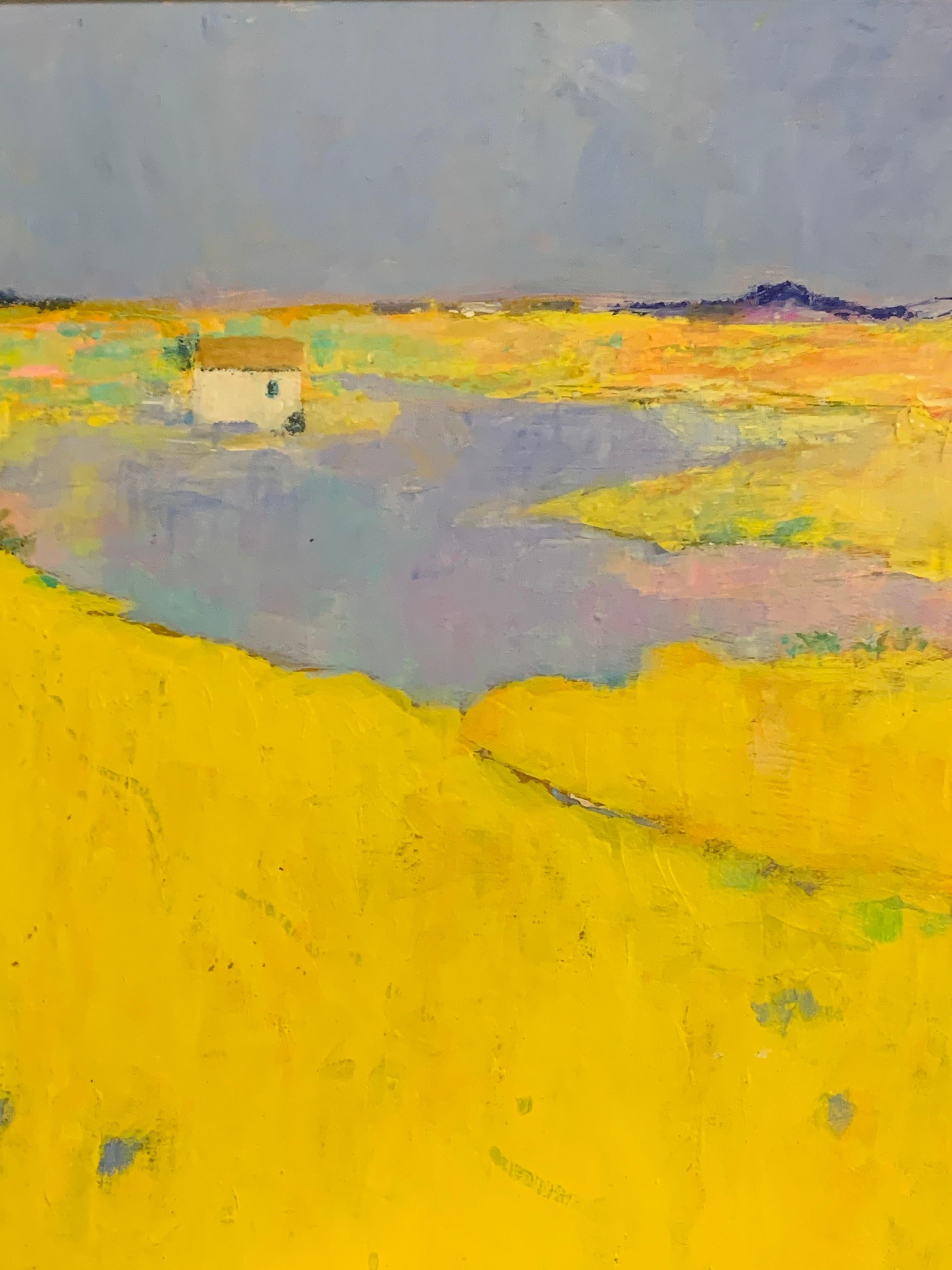 English Impressionist view of a Cornfield landscape in Provence,  France - Painting by David J Brooker