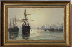 Victorian English Steam and sail ships looking at St.Pauls on the Thames, London