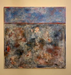 Abstract Seascape, Landscape in Blue, Red, Black and  Orange tones, 'Seaspray'