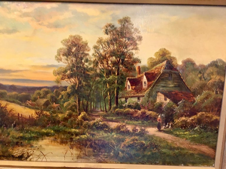 Montgomery Ansell - English 19th century Cottage landscape with woman ...