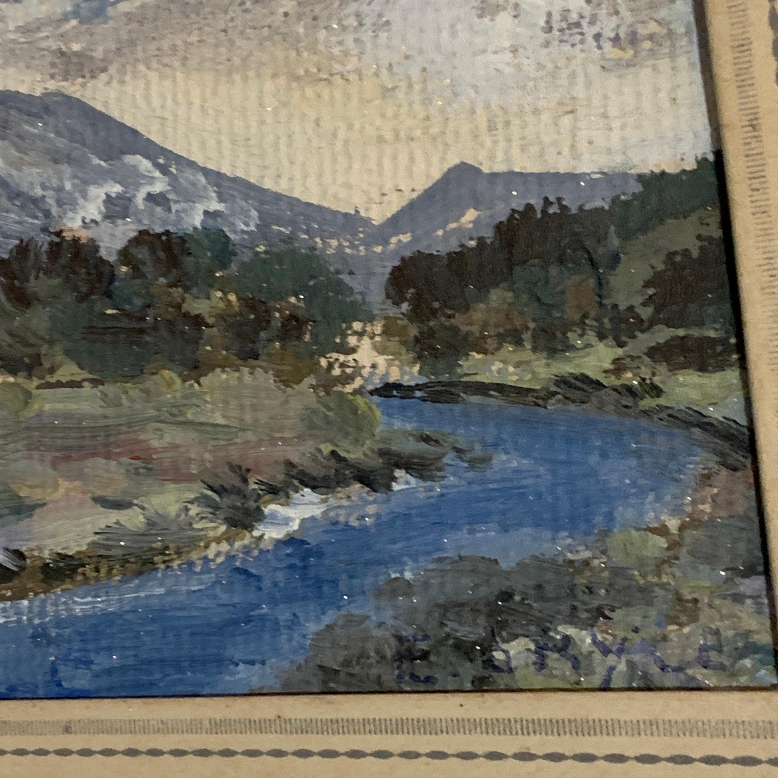 Irish mid century river landscape, Errigal, Co. Donegal - Painting by F.Bryce