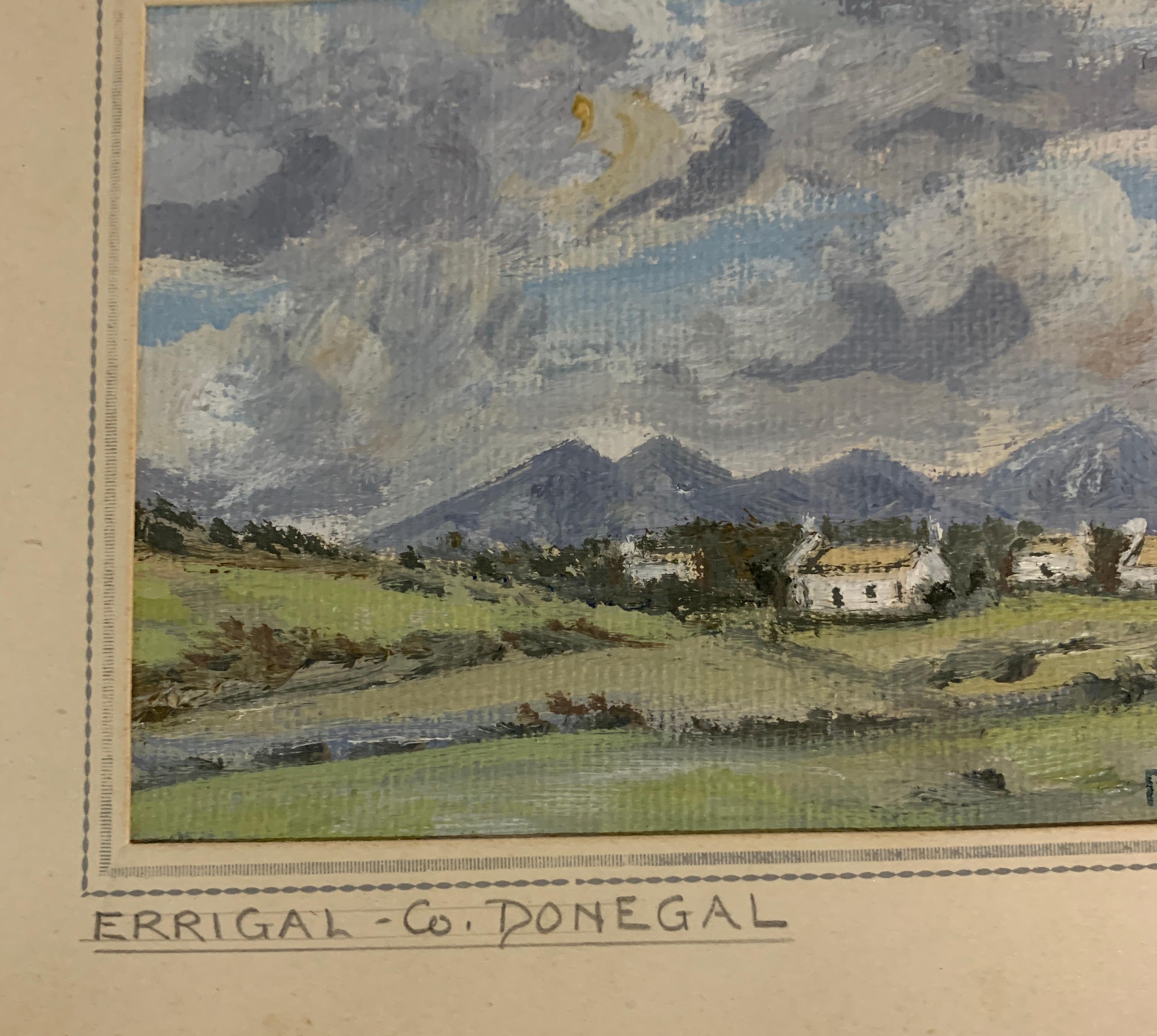 Irish mid century river landscape, Errigal, Co. Donegal - Painting by F.Bryce