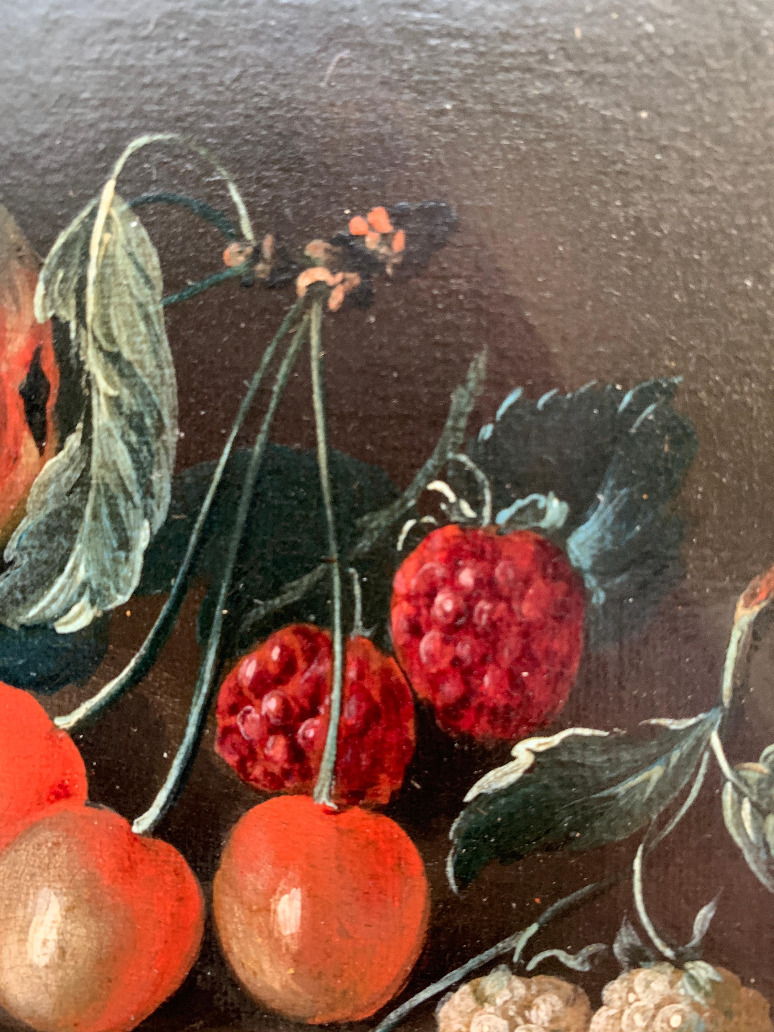 Dutch old master still life of fruit, with plums, Cherries, Raspberries etc 4