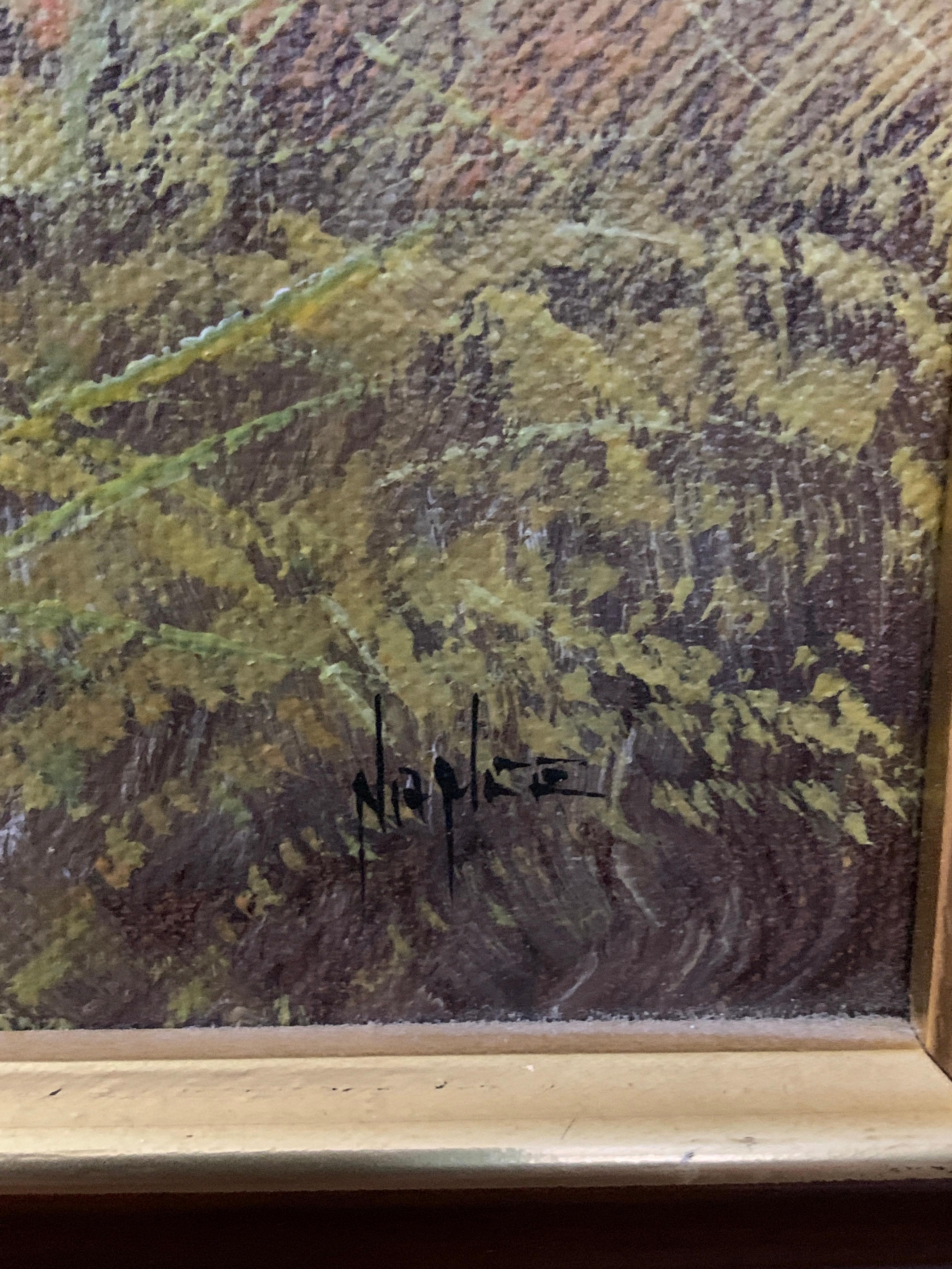 Porträt eines englischen Trägers mit weißem Rücken und weißem Beutel in einer Landschaft (Realismus), Painting, von M.Naplee