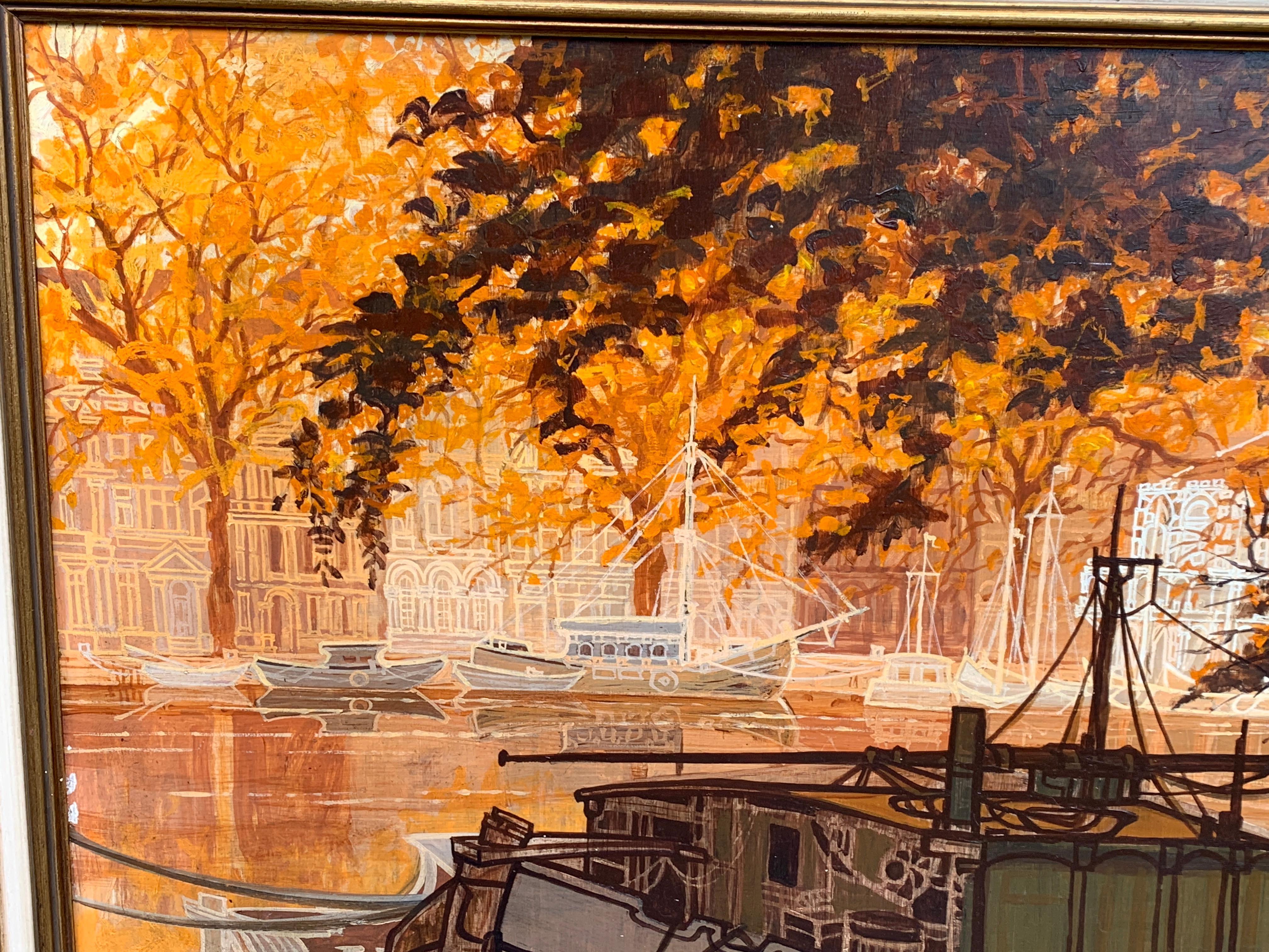 Mid Century Dutch canal city scene, in brown, orange black, and white.

Wonderful large mid-century Dutch or French canal /City scene. Top-quality painting with great appeal and impact on any wall.

painted circa 1960.

Oils on panel, 

Framed in