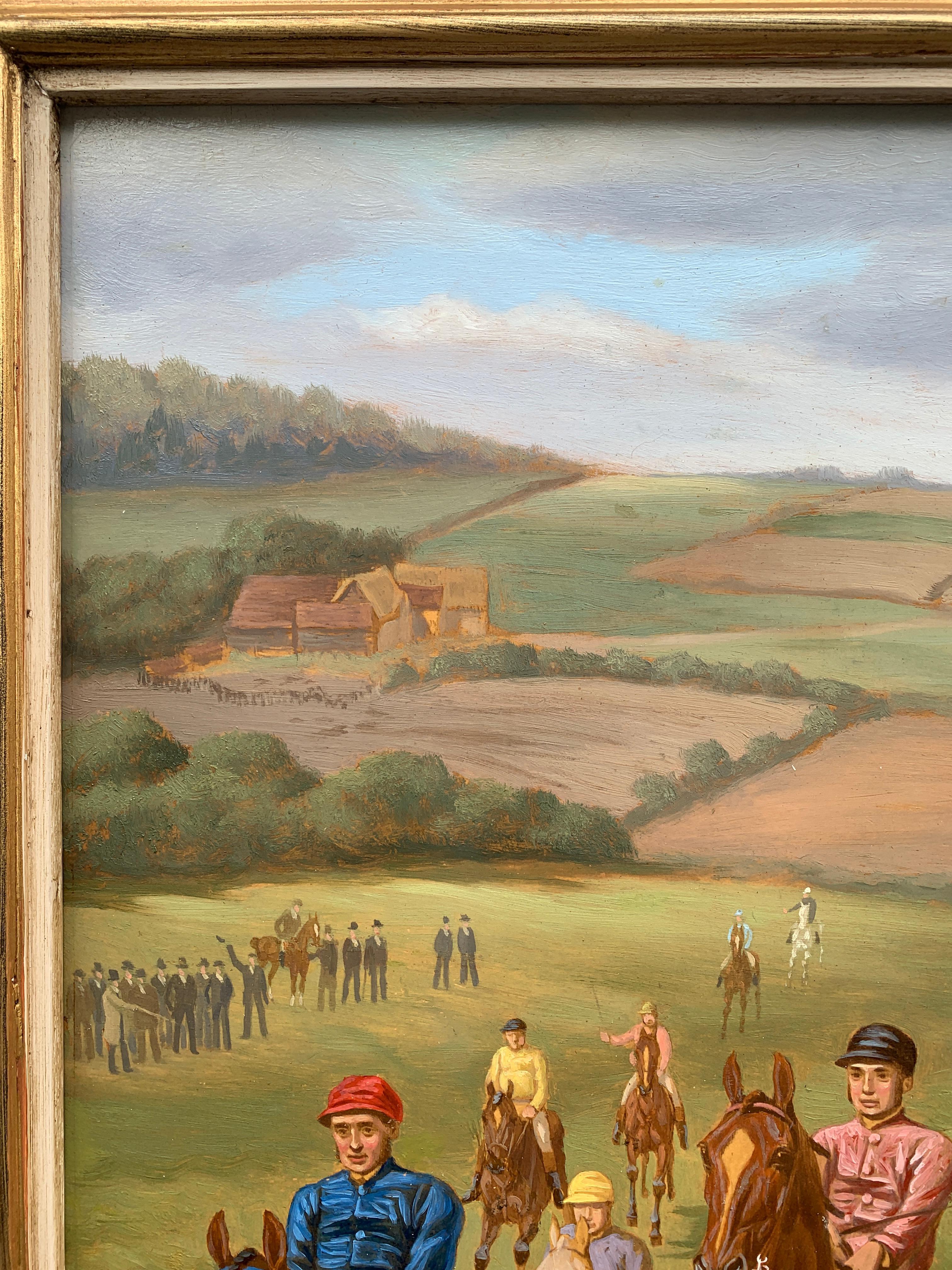 Set of Four English 19th century Horse Racing scenes in extensive landscapes. For Sale 5