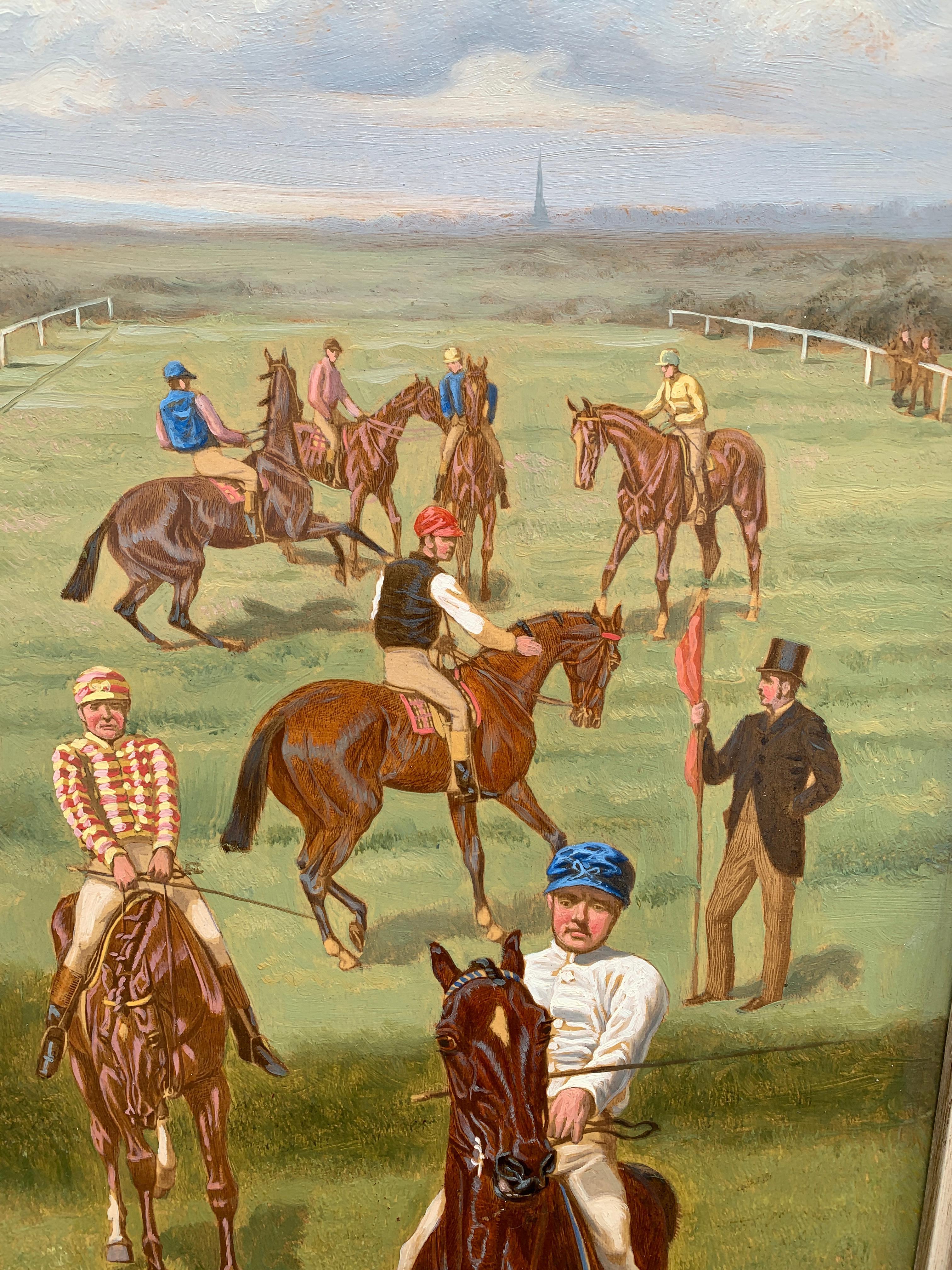 Set of Four English 19th century Horse Racing scenes in extensive landscapes. For Sale 3