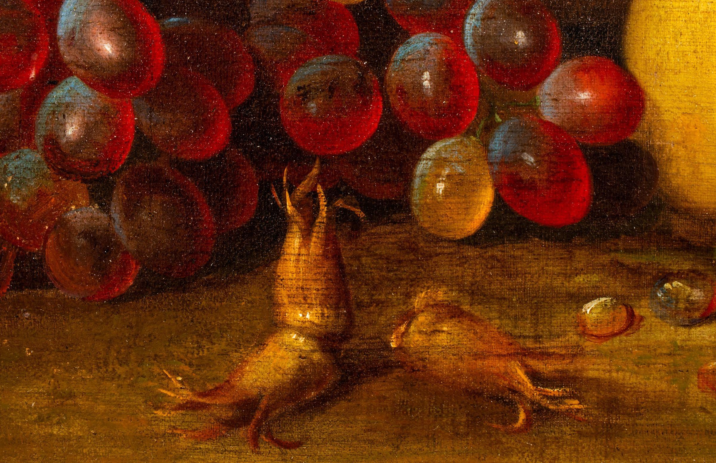 Hervorragendes Porträt eines sitzenden Spaniel-Hundes in einer Landschaft mit einer Reihe von Früchten aus dem frühen 18. 

Wird dem Werk von Tobias Stranover zugeschrieben.

Tobias Stranover oder Toby Stranovius (1684-1756) war ein in Siebenbürgen