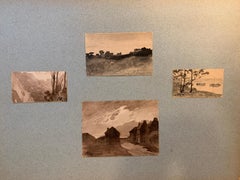 4 French 19th century Pen and Ink landscapes from a sketch folder